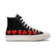 Comme des Garçons Play Svart Hjärta High-Top Chuck Taylor Sneakers Bla...