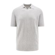 Brunello Cucinelli Grå V-ringad T-shirt med kontrasterande profil Gray...