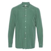 Boglioli Lyocell Skjorta Tillverkad i Italien Green, Herr