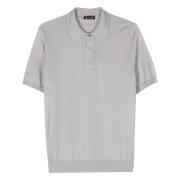 Colombo Lyxig Cashmere Silk Polo Shirt Gray, Herr