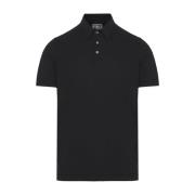 Fedeli Slim Fit Cotton Polo Shirt Black, Herr