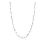 Nialaya Sterling Silver Thin Paperclip Chain Gray, Herr