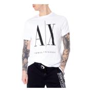 Armani Exchange Vit Tryckt T-shirt Vår/Sommar Herr White, Herr