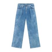 8PM Canvas Denim Jeans med Front Darts Blue, Dam