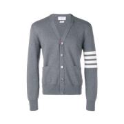 Thom Browne Medium Grå Bomullströja med 4 Bar Milano Stickning Gray, H...