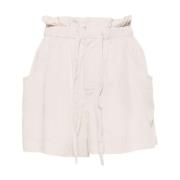 Isabel Marant Beige Paperbag Waist Shorts White, Dam