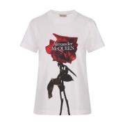Alexander McQueen Shadow Rose Print Crew-neck T-shirt White, Dam