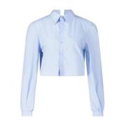 Maison Margiela Layering-Look Blus med Puffärmar Blue, Dam