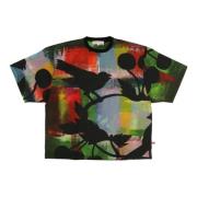 Walter Van Beirendonck Svart Körsbärs Tryck Oversized T-shirt Multicol...