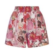 Marni Rosa Blommig Poplin Shorts Multicolor, Dam