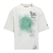 Mihara Yasuhiro Bomull Crew Neck T-shirt med Logo White, Herr