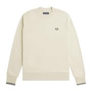 Fred Perry Bomull Crewneck Sweatshirt Curly M7535 Beige, Herr