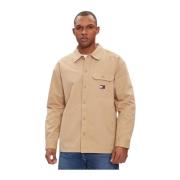 Tommy Jeans Essential Solid Overshirt Tawny Sand Beige, Herr