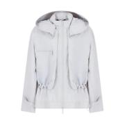 Emporio Armani Nylon Huva Jacka med Maxifickor White, Dam