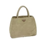 Prada Vintage Pre-owned Nylon handvskor Beige, Dam