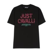Just Cavalli Svarta T-shirts Polos för män Black, Herr