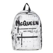 Alexander McQueen Svart Bucket Bag & Ryggsäck med Graffiti Signatur Mu...