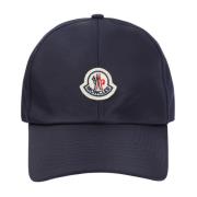 Moncler Blå Logo Patch Baseball Cap Blue, Dam