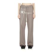 Rick Owens Logotyp Broderade Bomull Track Pants Gray, Dam