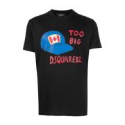 Dsquared2 Tryckt T-shirt med kepsgrafik Black, Herr