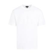 Giorgio Armani Vit Bomull T-shirt med Broderat Logotyp White, Herr