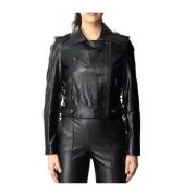 Twinset Leather Jackets Black, Dam