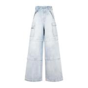 Vetements Blå Transformer Baggy Jeans Aw23 Blue, Dam