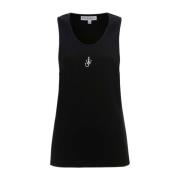 JW Anderson Svart Ribbstickad Ankare Top Black, Dam