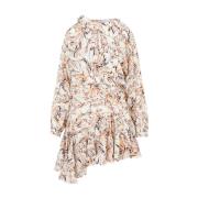 Isabel Marant Beige Silke Wrap Klänning Aw23 Multicolor, Dam