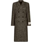 Dolce & Gabbana Houndstooth Double Breasted Coat Multicolor, Herr