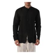 120% Lino Koreansk Stil Linneskjorta Black, Herr