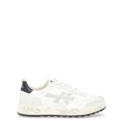 Premiata Vita och svarta lädersneakers modell Nous 6765 White, Herr