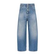 MM6 Maison Margiela Vintage Blå Loose-Fit Crop Jeans Blue, Dam