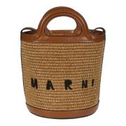 Marni Tropicalia Mini Bucket Raffia Axelväska Brown, Dam