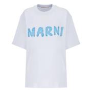 Marni Ljusblå Bomull T-shirt Rund Hals Blue, Dam