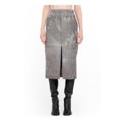 Maison Margiela Randig Midi Kjol med Slitna Detaljer Gray, Dam