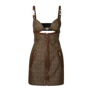 Versace Beige bomullsblandad klänning Brown, Dam