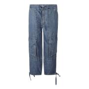 Isabel Marant Étoile Blå Denim Cargo Byxor Blue, Dam