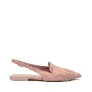 Pomme D'or Rosa Läder Slingback med Nappine Detalj Pink, Dam