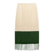 Elisabetta Franchi Broderad Midi Kjol Vit Grön Multicolor, Dam