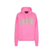 Dsquared2 Neon Grön Hoodie Ikonisk Cool Fit Pink, Dam