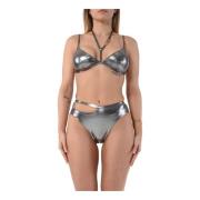 Moschino Glänsande Multifärgad Triangel Bikini Gray, Dam