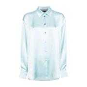 Alexander Wang Silk Skjorta med Tullepaneler Blue, Dam