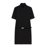 Sportmax Svart Ull Jersey Klänning Black, Dam