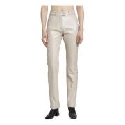 Courrèges Beige 5-Ficka Vinyl Byxor Gray, Dam