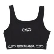Propaganda Logo Crop Top Vest Svart Black, Dam
