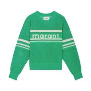 Isabel Marant Étoile Arwen Sweatshirt Mjukt Material Logga Fram Green,...
