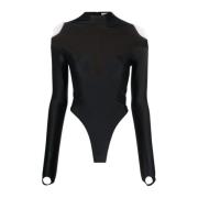 Mugler Svart/Nude Halterneck Bodysuit Black, Dam