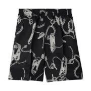 Burberry Kedja-Link Print Svarta Shorts Multicolor, Dam