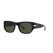 Persol Stiliga solglasögon med grön lins Black, Unisex